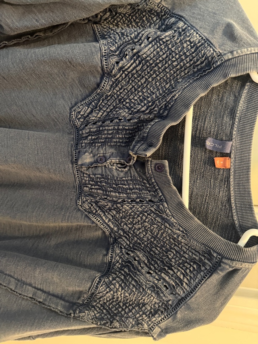 Pilcro Blue Textured Henley Pullover - Picture 3 of 5